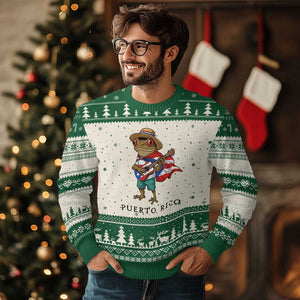 Coqui Frog Puerto Rico Ugly Christmas Sweater Boricua Taino Island Pride