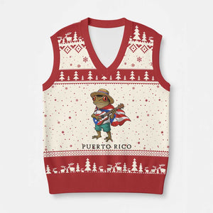 Coqui Frog Puerto Rico V-Neck Knit Sweater Vest Boricua Taino Island Pride