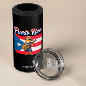 Coqui Frog Puerto Rico Flag 4 in 1 Can Cooler Tumbler Puerto Rican Taino Boricua