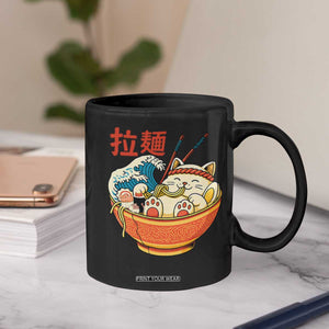 Funny Cat Ramen Coffee Mug Cute Japanese Sushi Kitty Eating Noodles TS14 Print Your Wear