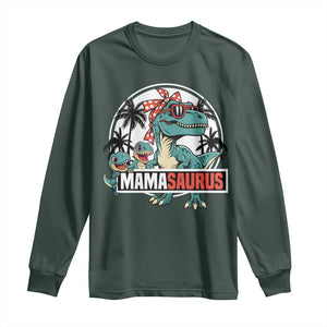 Mamasaurus Dinosaur Long Sleeve Shirt Funny Grandma Saurus Family Matching TS14 Dark Forest Green Print Your Wear