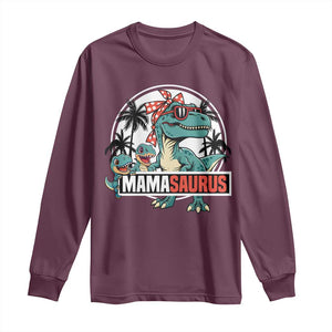 Mamasaurus Dinosaur Long Sleeve Shirt Funny Grandma Saurus Family Matching TS14 Maroon Print Your Wear