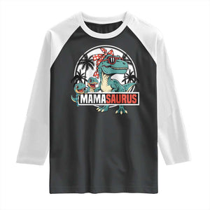 Mamasaurus Dinosaur Raglan Shirt Funny Grandma Saurus Family Matching TS14 Black White Print Your Wear