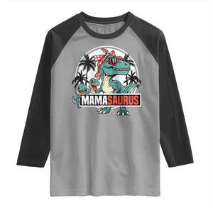 Mamasaurus Dinosaur Raglan Shirt Funny Grandma Saurus Family Matching TS14 Sport Gray Black Print Your Wear
