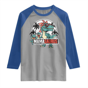 Mamasaurus Dinosaur Raglan Shirt Funny Grandma Saurus Family Matching TS14 Sport Gray Royal Print Your Wear