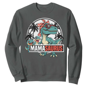 Mamasaurus Dinosaur Sweatshirt Funny Grandma Saurus Family Matching TS14 Dark Heather Print Your Wear
