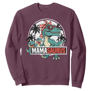 Mamasaurus Dinosaur Sweatshirt Funny Grandma Saurus Family Matching TS14 Maroon Print Your Wear