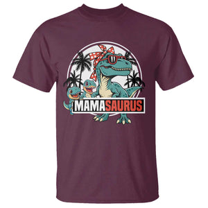 Mamasaurus Dinosaur T Shirt Funny Grandma Saurus Family Matching TS14 Maroon Print Your Wear