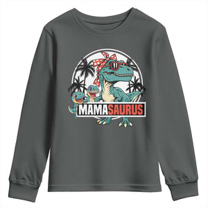 Mamasaurus Dinosaur Youth Sweatshirt Funny Grandma Saurus Family Matching TS14 Dark Heather Print Your Wear