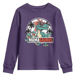 Mamasaurus Dinosaur Youth Sweatshirt Funny Grandma Saurus Family Matching TS14 Purple Print Your Wear