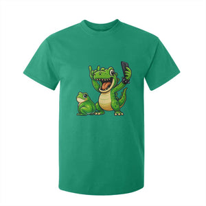 Funny Dinosaur Frog Selfie T Shirt For Kid Rock On Hand TS14 Irish Green Print Your Wear