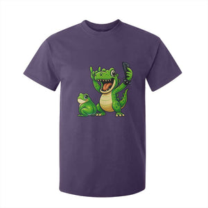 Funny Dinosaur Frog Selfie T Shirt For Kid Rock On Hand TS14 Purple Print Your Wear