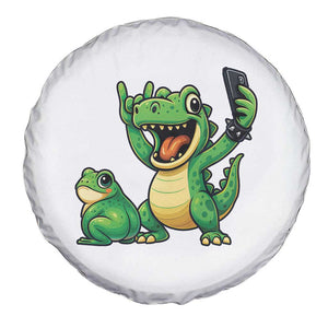 Funny Dinosaur Frog Selfie Spare Tire Cover Rock On Hand TS14 Print Your Wear