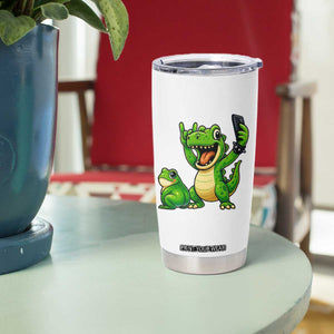 Funny Dinosaur Frog Selfie Tumbler Cup Rock On Hand TS14 Print Your Wear