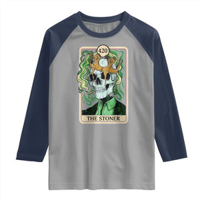 Skeleton Smokes Raglan Shirt The Stoner Weed Lover Cannabis 420 TS14 Sport Gray Navy Print Your Wear