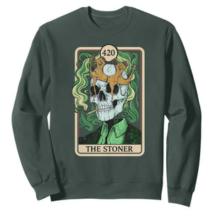 Skeleton Smokes Sweatshirt The Stoner Weed Lover Cannabis 420 TS14 Dark Forest Green Print Your Wear