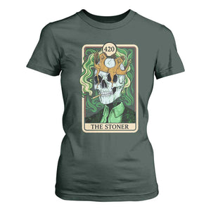 Skeleton Smokes T Shirt For Women The Stoner Weed Lover Cannabis 420 TS14 Dark Forest Green Print Your Wear