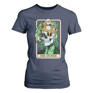 Skeleton Smokes T Shirt For Women The Stoner Weed Lover Cannabis 420 TS14 Navy Print Your Wear