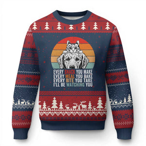Every Snack You Make Ugly Christmas Sweater Funny Dog Cat Lovers TS14 Navy Red Print Your Wear
