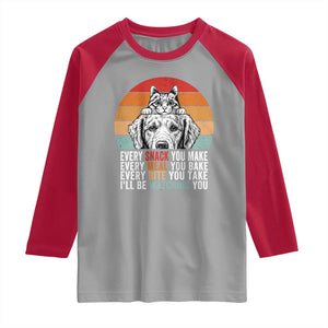 Every Snack You Make Raglan Shirt Funny Dog Cat Lovers TS14 Sport Gray Red Print Your Wear