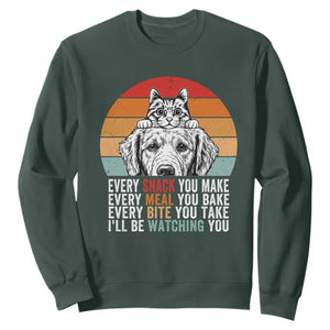 Every Snack You Make Sweatshirt Funny Dog Cat Lovers TS14 Dark Forest Green Print Your Wear
