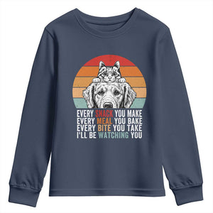 Every Snack You Make Youth Sweatshirt Funny Dog Cat Lovers TS14 Navy Print Your Wear