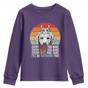 Every Snack You Make Youth Sweatshirt Funny Dog Cat Lovers TS14 Purple Print Your Wear