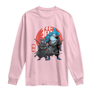 Samurai Cat Shark Long Sleeve Shirt Retro Japanese Animal Warrior Art TS14 Light Pink Print Your Wear