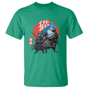 Samurai Cat Shark T Shirt Retro Japanese Animal Warrior Art TS14 Irish Green Print Your Wear