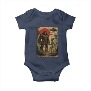 Samurai Bigfoot Japanese UFO Baby Onesie Sasquatch Ailen Ukiyo-e TS14 Navy Print Your Wear
