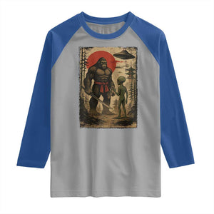 Samurai Bigfoot Japanese UFO Raglan Shirt Sasquatch Ailen Ukiyo-e TS14 Sport Gray Royal Print Your Wear