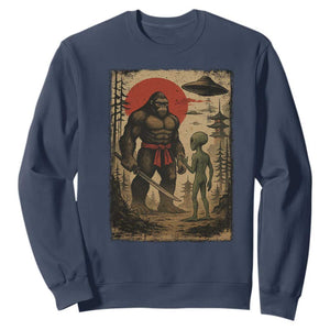 Samurai Bigfoot Japanese UFO Sweatshirt Sasquatch Ailen Ukiyo-e TS14 Navy Print Your Wear