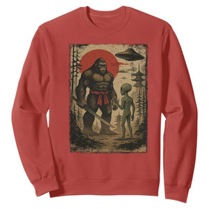 Samurai Bigfoot Japanese UFO Sweatshirt Sasquatch Ailen Ukiyo-e TS14 Red Print Your Wear