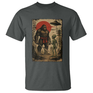 Samurai Bigfoot Japanese UFO T Shirt Sasquatch Ailen Ukiyo-e TS14 Dark Heather Print Your Wear