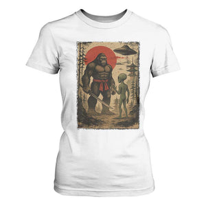 Samurai Bigfoot Japanese UFO T Shirt For Women Sasquatch Ailen Ukiyo-e TS14 White Print Your Wear