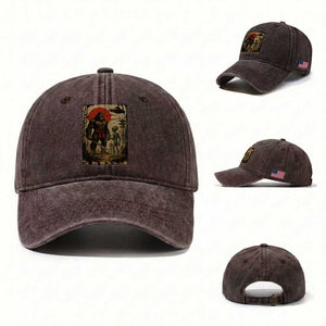Samurai Bigfoot Japanese UFO Washed Cotton Baseball Cap Sasquatch Ailen Ukiyo-e TS14 Washed Cap Universal Fit Dark Brown Print Your Wear