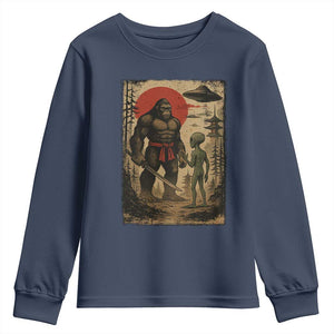 Samurai Bigfoot Japanese UFO Youth Sweatshirt Sasquatch Ailen Ukiyo-e TS14 Navy Print Your Wear