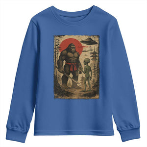 Samurai Bigfoot Japanese UFO Youth Sweatshirt Sasquatch Ailen Ukiyo-e TS14 Royal Blue Print Your Wear