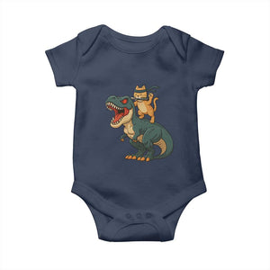 Ninja Cat Riding Dinosaur Baby Onesie TS14 Navy Print Your Wear