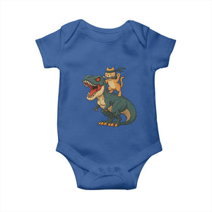 Ninja Cat Riding Dinosaur Baby Onesie TS14 Royal Blue Print Your Wear