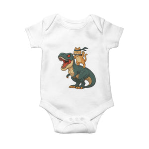 Ninja Cat Riding Dinosaur Baby Onesie TS14 White Print Your Wear