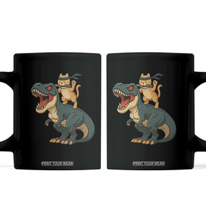 Ninja Cat Riding Dinosaur Coffee Mug TS14 Black Print Your Wear