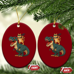 Ninja Cat Riding Dinosaur Ceramic Ornament TS14 Print Your Wear