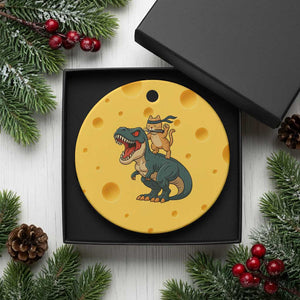 Ninja Cat Riding Dinosaur Ceramic Ornament TS14 1pc Yellow Cheese Print Your Wear