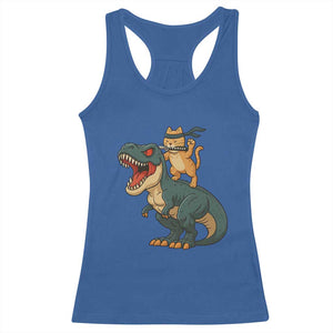 Ninja Cat Riding Dinosaur Racerback Tank Top TS14 Royal Blue Print Your Wear