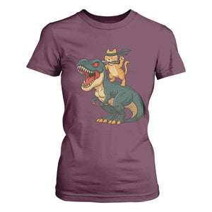 Ninja Cat Riding Dinosaur T Shirt For Women TS14 Maroon Print Your Wear