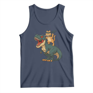 Ninja Cat Riding Dinosaur Tank Top TS14 Navy Print Your Wear