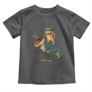 Ninja Cat Riding Dinosaur Toddler T Shirt TS14 Dark Heather Print Your Wear
