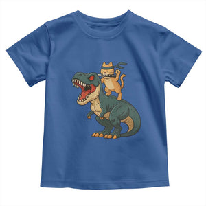 Ninja Cat Riding Dinosaur Toddler T Shirt TS14 Royal Blue Print Your Wear