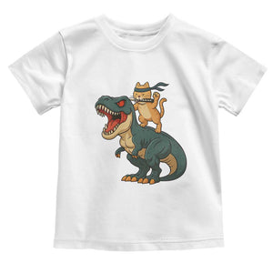 Ninja Cat Riding Dinosaur Toddler T Shirt TS14 White Print Your Wear